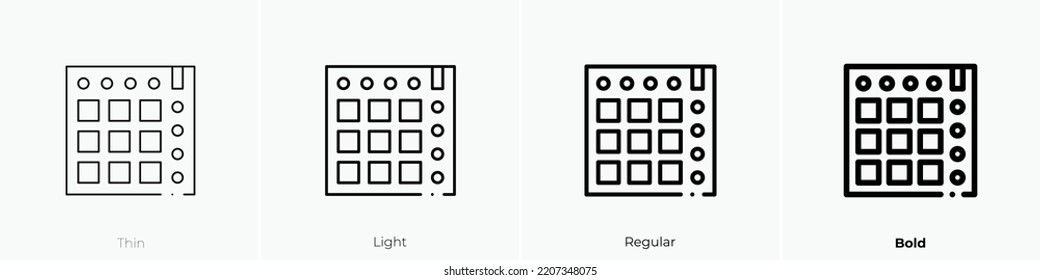 launchpad icon. Thin, Light Regular And Bold style design isolated on white background