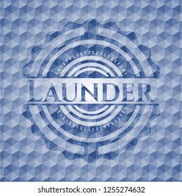 Launder blue polygonal badge.