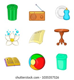 Launder icons set. Cartoon set of 9 launder vector icons for web isolated on white background