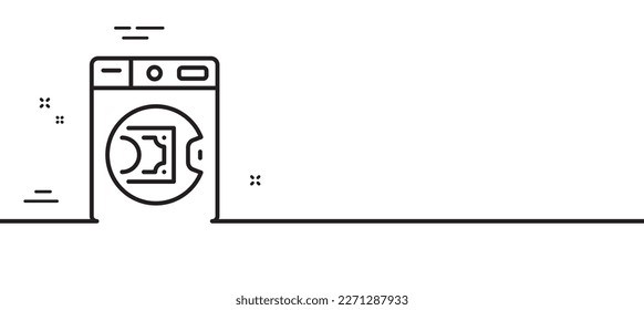 Launder money line icon. Cash corruption sign. Tax avoidance symbol. Minimal line illustration background. Launder money line icon pattern banner. White web template concept. Vector