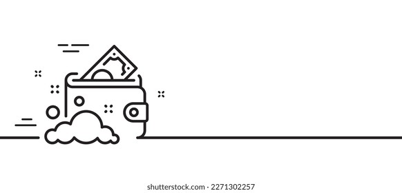 Launder money line icon. Cash corruption sign. Tax avoidance symbol. Minimal line illustration background. Launder money line icon pattern banner. White web template concept. Vector