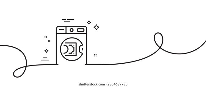 Geldliniensymbol betreiben. Kontinuierlich eine Linie mit curl. Korruptionszeichen für Bargeld. Steuervermeidungssymbol. Geldwäsche einzelne Rahmenbänder. Loop-Kurve Muster. Vektorgrafik