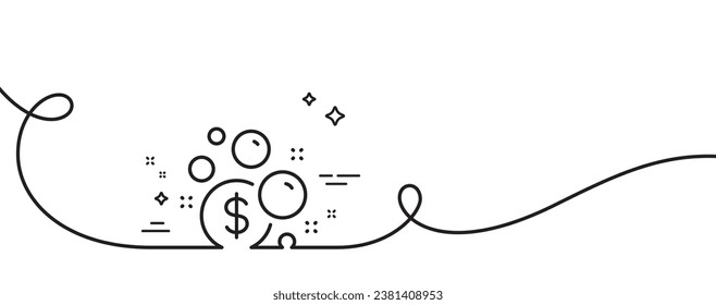 Launder money line icon. Continuous one line with curl. Cash corruption sign. Tax avoidance symbol. Launder money single outline ribbon. Loop curve pattern. Vector