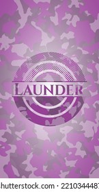 Launder pink and purple on camouflage pattern. Vector Illustration. Detailed. 