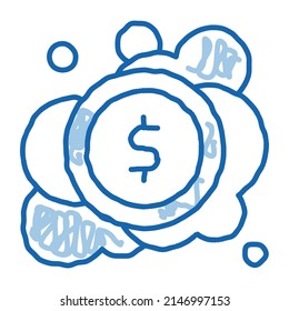 Laundered Cash Money sketch icon vector. Hand drawn blue doodle line art Laundered Cash Money sign. isolated symbol illustration