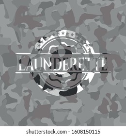 Launderette on grey camo pattern