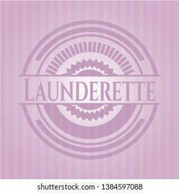 Launderette pink emblem. Vintage. Vector Illustration. Detailed.