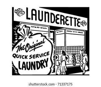 Launderette - Retro Ad Art Banner