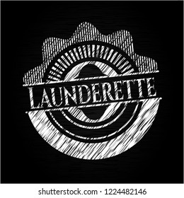 Launderette written on a chalkboard
