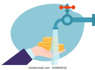 laundering dirty money, concept crime, wealth cash, illegal money circulation, design cartoon style vector illustration. Criminal financial transactions, business fraud, bank savings, bankruptcy bill.