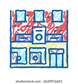 laundromat edifício ícone doodle esboço vetor. laundromat edifício sinal. símbolo isolado ilustração