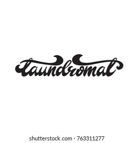 Laundromat Lettering Logo Design. Vector illustration.
