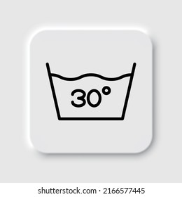 Laundry, 30 degrees simple icon vector. Flat design. Neumorphism design.ai