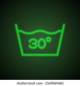 Lanzamiento, vector de icono simple de 30 grados. Diseño plano. Neón verde sobre fondo negro con luz verde.ai