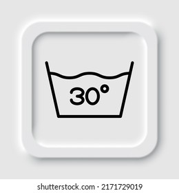 Laundry, 30 degrees simple icon vector. Flat design. Neumorphism design.ai