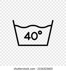 Laundry, 40 degrees simple icon vector. Flat design. Transparent grid.ai