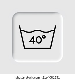 Laundry, 40 degrees simple icon vector. Flat design. Neumorphism design.ai