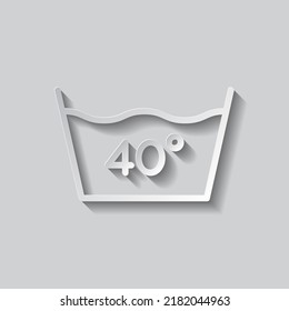 Laundry, 40 degrees simple icon vector. Flat design. Paper style with shadow. Gray background.ai