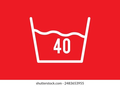 Laundry, 40 degrees simple icon vector. Flat design. White with shadow on transparent grid.ai