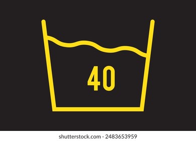 Wäsche, 40 Grad einfache Icon-Vektorgrafik. Flaches Design. Weiß mit Schatten auf transparentem Gitter.ai