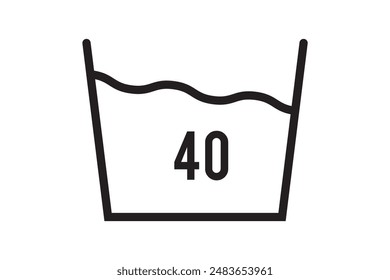 Laundry, 40 degrees simple icon vector. Flat design. White with shadow on transparent grid.ai