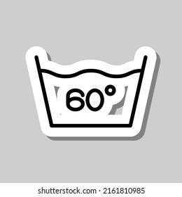 Laundry, 60 degrees simple icon vector. Flat design. Sticker with shadow on gray background.ai