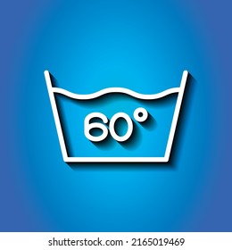 Lanzamiento, vector de icono simple de 60 grados. Diseño plano. Icono blanco con sombra sobre fondo azul.ai