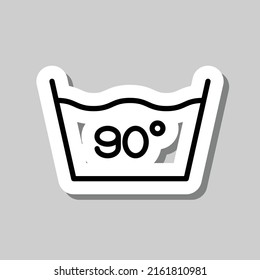 Laundry, 90 degrees simple icon vector. Flat design. Sticker with shadow on gray background.ai