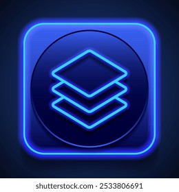 Wäscherei, 90 Grad einfacher Symbolvektor. Flaches Design. Blauer Neonstil auf Knopf. Mit shadow.ai