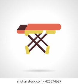 Laundry accessories and equipment. Red folding ironing board. Housework object. Flat style color vector icon