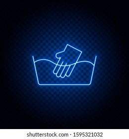 laundry, arm neon icon. Blue neon vector icon