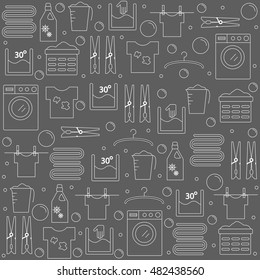 Laundry. Background with icons laundry. Banner for your company or store. Vector illustration.