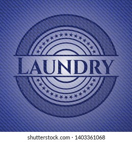Laundry badge with jean texture. Vector Illustration. Detailed.