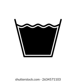 Laundry Basin Icon. Vector Symbol of Wash Bowl with Water for Clothes Cleaning.