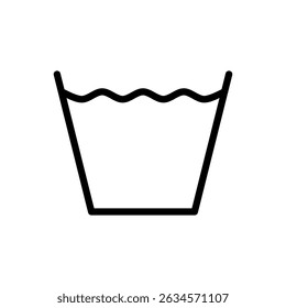 Laundry Basin Icon. Vector Symbol of Wash Bowl with Water for Clothes Cleaning.