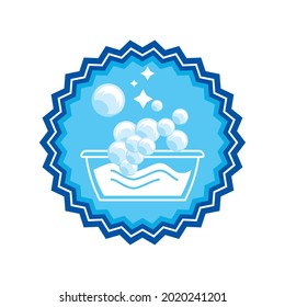 laundry basin with soap suds stamp isolated