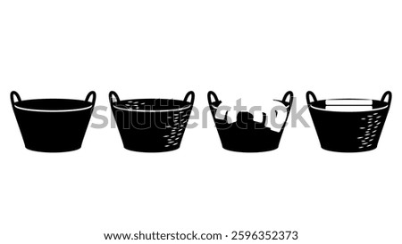 Laundry basket, black isolated silhouette