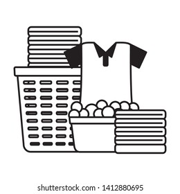 laundry basket bucket spring cleaning tools vector illustration