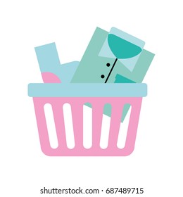 laundry basket with clothes