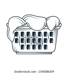 laundry basket and clothes icon isolated