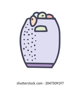 laundry basket color vector doodle simple icon
