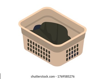 Laundry basket. Color vector illustration.
