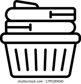 Laundry Basket Concept, Stack of Terry Towel Vector Icon Design, Apparel and Textile Dry Cleaning symbols on white background