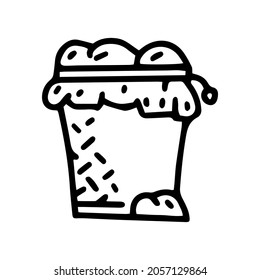 laundry basket with cover line vector doodle simple icon