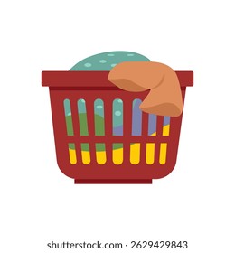Laundry basket. Dirty clothes. Laundry element. 