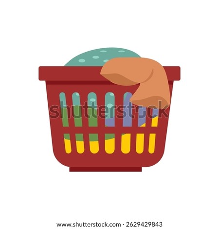 Laundry basket. Dirty clothes. Laundry element. 