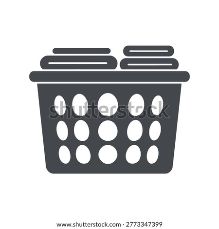 Laundry basket with folded clothes icon household chore vector domestic task symbol clean linen storage