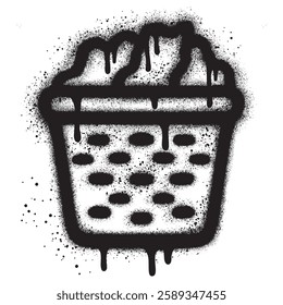 laundry basket graffiti with black spray paint. vector illustration.