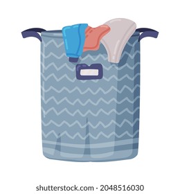 Laundry Basket or Hamper Full with Clothing Items Vector Illustration