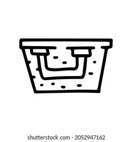 laundry basket with handle line vector doodle simple icon